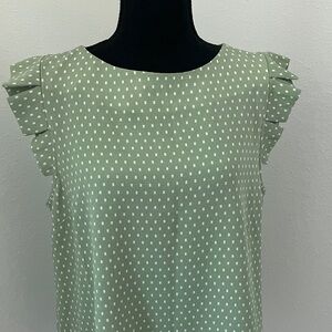 Monteau Sage Green Polka Dot Blouse